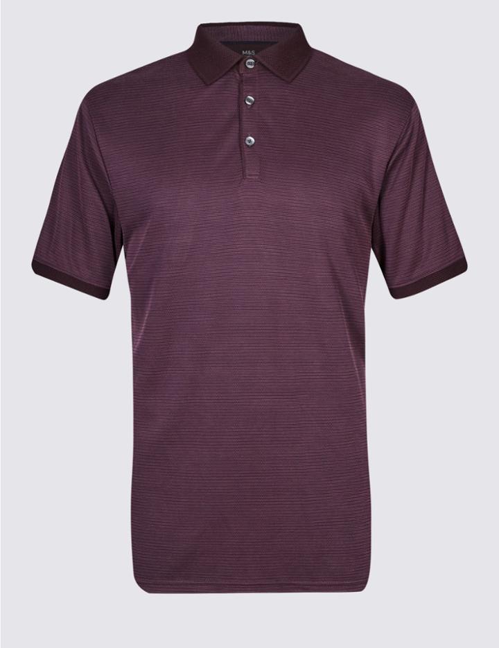 Marks & Spencer Modal Rich Textured Polo Shirts Aubergine Mix