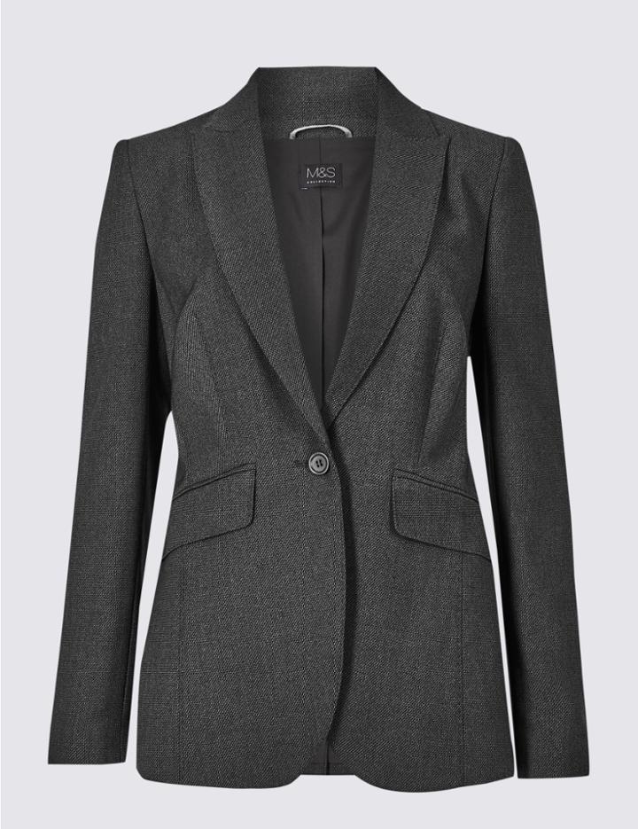 Marks & Spencer Textured Single Breasted Blazer Charcoal