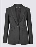 Marks & Spencer Textured Single Breasted Blazer Charcoal