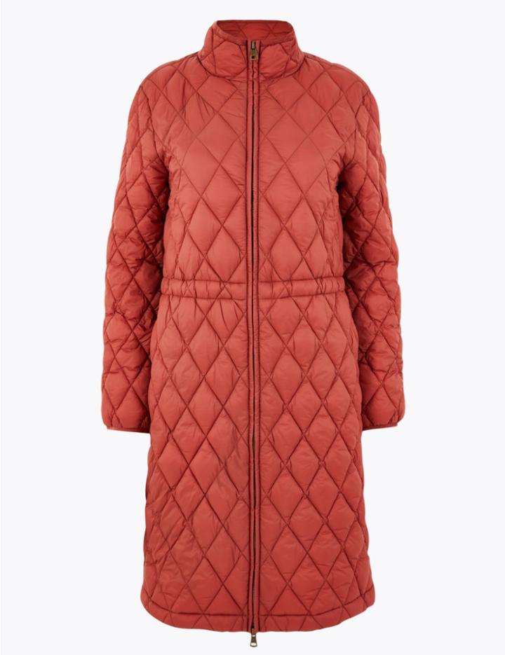 Marks & Spencer Longline Quilted Utility Coat Soft Spice