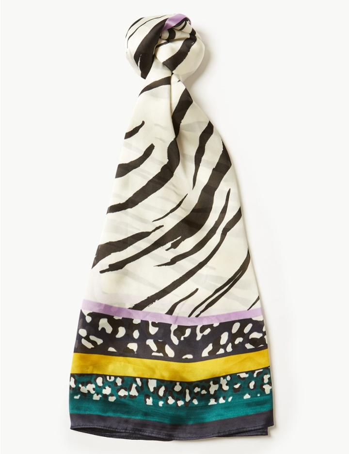 Marks & Spencer Animal Print Scarf Green Mix