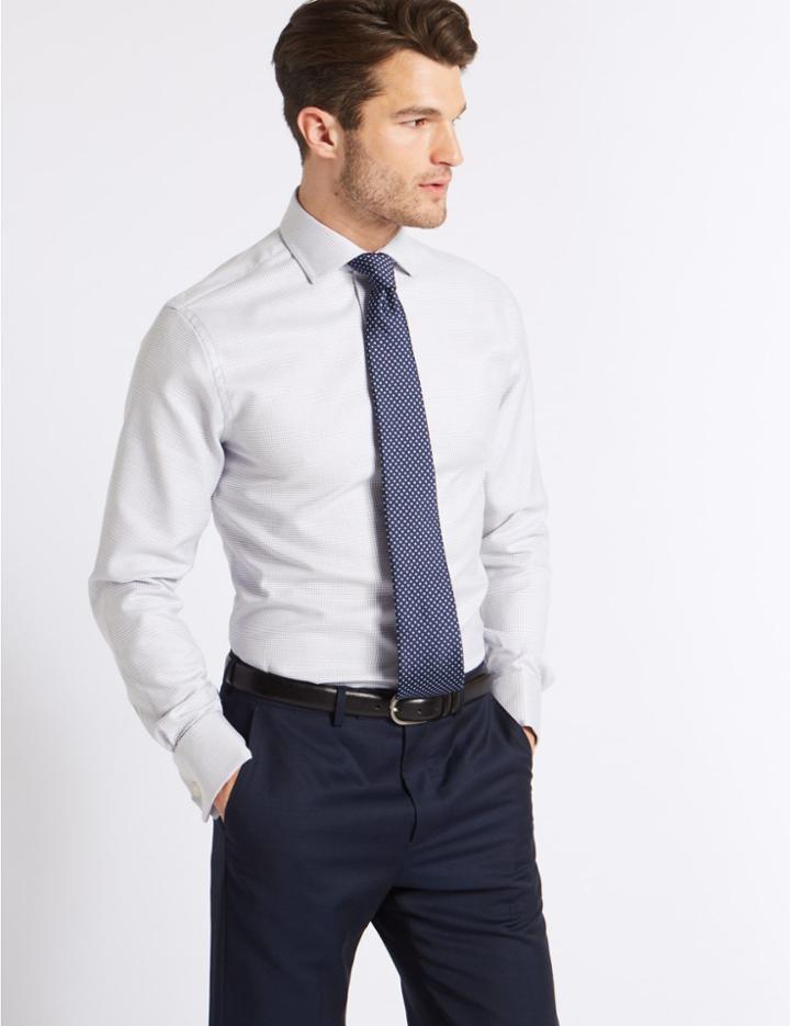 Marks & Spencer Pure Cotton Slim Fit Shirt Mocha Mix