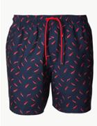 Marks & Spencer Quick Dry Chilli Print Swim Shorts Navy Mix