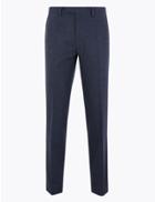 Marks & Spencer Slim Fit Wool Blend Flannel Trousers Denim
