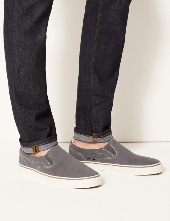 Marks & Spencer Suede Slip-on Pump Shoes With Freshfeet&trade; Grey