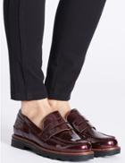 Marks & Spencer Wide Fit Cleat Sole Loafers Oxblood