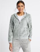 Marks & Spencer Cotton Rich Space Dye Hooded Sweatshirt Grey Mix