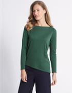 Marks & Spencer Modal Rich Asymmetric Long Sleeve T-shirt Green