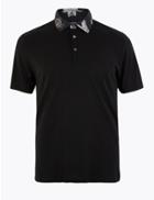 Marks & Spencer Supima Cotton Floral Collar Polo Shirt Black