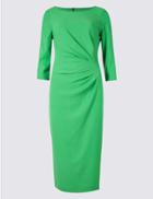 Marks & Spencer Drape 3/4 Sleeve Shift Midi Dress Green