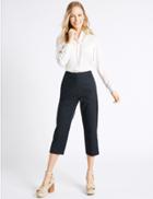 Marks & Spencer Cropped Slim Leg Trousers Navy