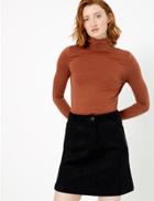 Marks & Spencer Cotton Rich Fitted Top Copper Tan