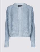 Marks & Spencer Cotton Blend Textured Cardigan Bright Blue