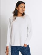 Marks & Spencer Pure Cotton Ribbed Slash Neck Jumper Soft White