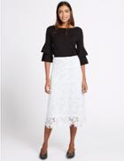 Marks & Spencer Floral Lace A-line Midi Skirt Ivory