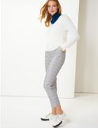 Marks & Spencer Checked Tapered Leg Peg Trousers Grey Mix