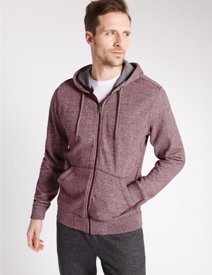 Marks & Spencer Textured Hooded Top Burgundy