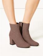 Marks & Spencer Houndstooth Ankle Boots Grey Mix