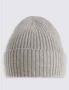Marks & Spencer Pure Cotton Knitted Beanie Hat With Staynew&trade; Grey