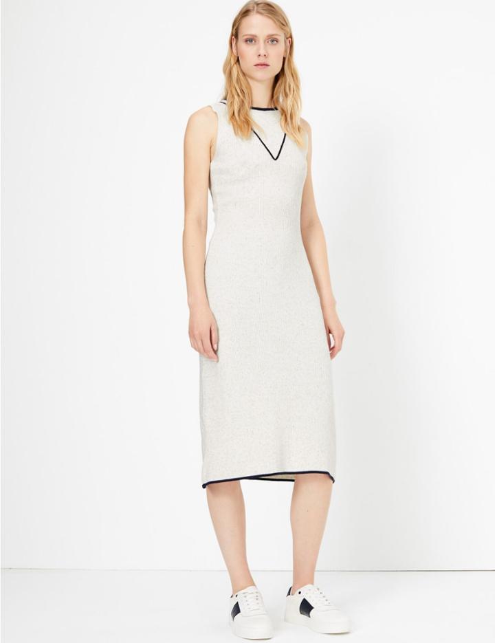 Marks & Spencer Tipped Knitted Dress Oatmeal