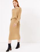 Marks & Spencer Pure Cashmere Ribbed Midi Knitted Skirt