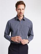 Marks & Spencer Easy To Iron Checked Shirt With Pocket Ink
