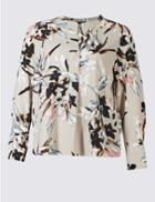 Marks & Spencer Plus Floral Print Long Sleeve Tunic Grey Mix