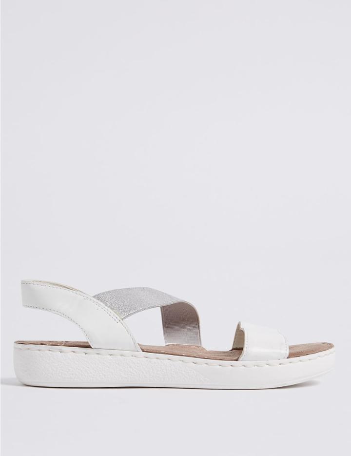 Marks & Spencer Leather Asymmetric Sandals White Mix