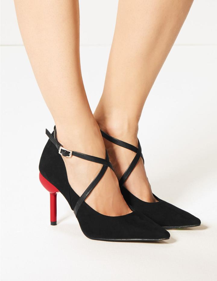 Marks & Spencer Cross Strap Court Shoes Black