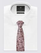 Marks & Spencer Pure Silk Textured Floral Tie Pink