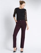Marks & Spencer Roma Rise Straight Leg Trousers Aubergine
