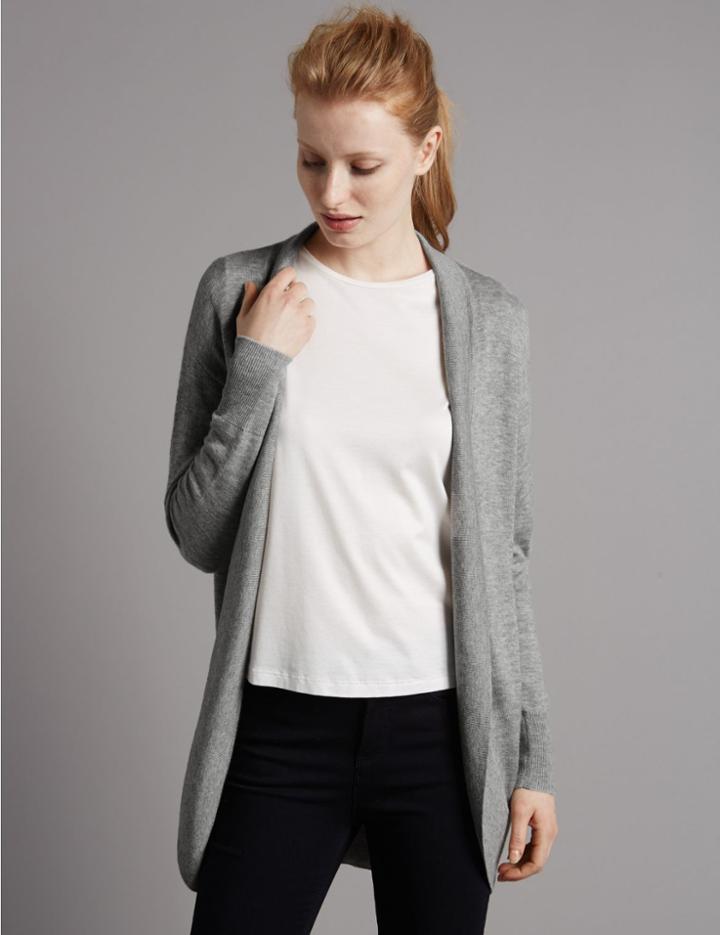 Marks & Spencer Open Front Oval Cardigan Grey Marl