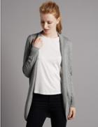 Marks & Spencer Open Front Oval Cardigan Grey Marl