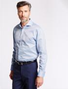 Marks & Spencer Pure Cotton Tailored Fit Shirt Blue Blue