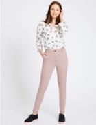 Marks & Spencer Cotton Rich Skinny Leg Trousers Dusty Apricot