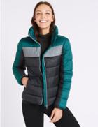 Marks & Spencer Colour Block Padded Down & Feather Jacket Teal Mix