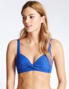 Marks & Spencer Twisted Plunge Bikini Top Bright Blue