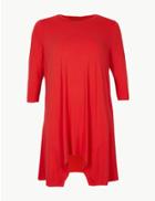 Marks & Spencer Curve Round Neck 3/4 Sleeve Tunic Bright Red