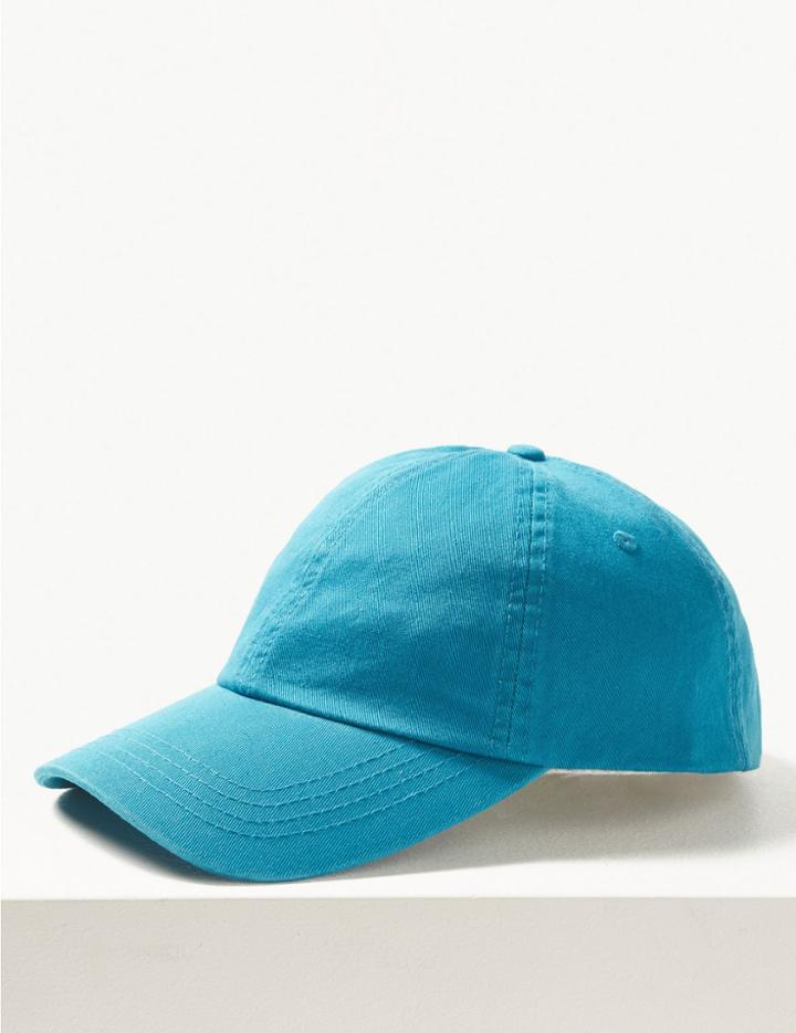 Marks & Spencer Pure Cotton Baseball Cap Teal Mix
