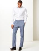 Marks & Spencer Blue Checked Tailored Fit Trousers Blue