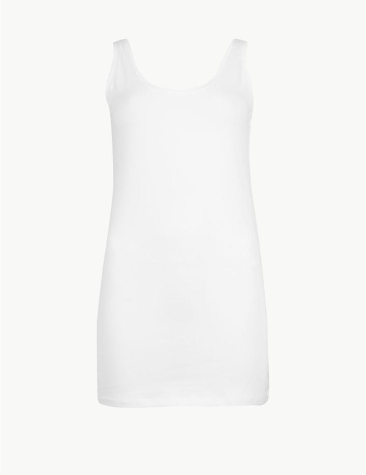 Marks & Spencer Cotton Rich Scoop Neck Longline Vest Top White