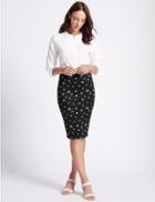 Marks & Spencer Printed Pencil Midi Skirt Black