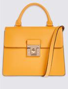 Marks & Spencer Faux Leather Top Handle Tote Bag Yellow