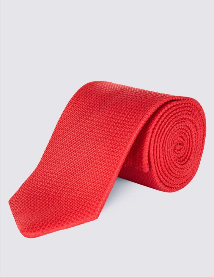 Marks & Spencer Pure Silk Textured Tie Red