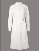 Marks & Spencer Pure Cotton Buckle Shirt Maxi Dress Soft White