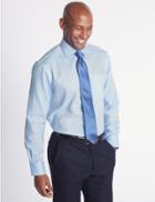 Marks & Spencer 2 Pack Easy To Iron Regular Shirts With Tie Blue