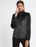 Marks & Spencer Velvet Stitch Detail Fleece Jacket Black