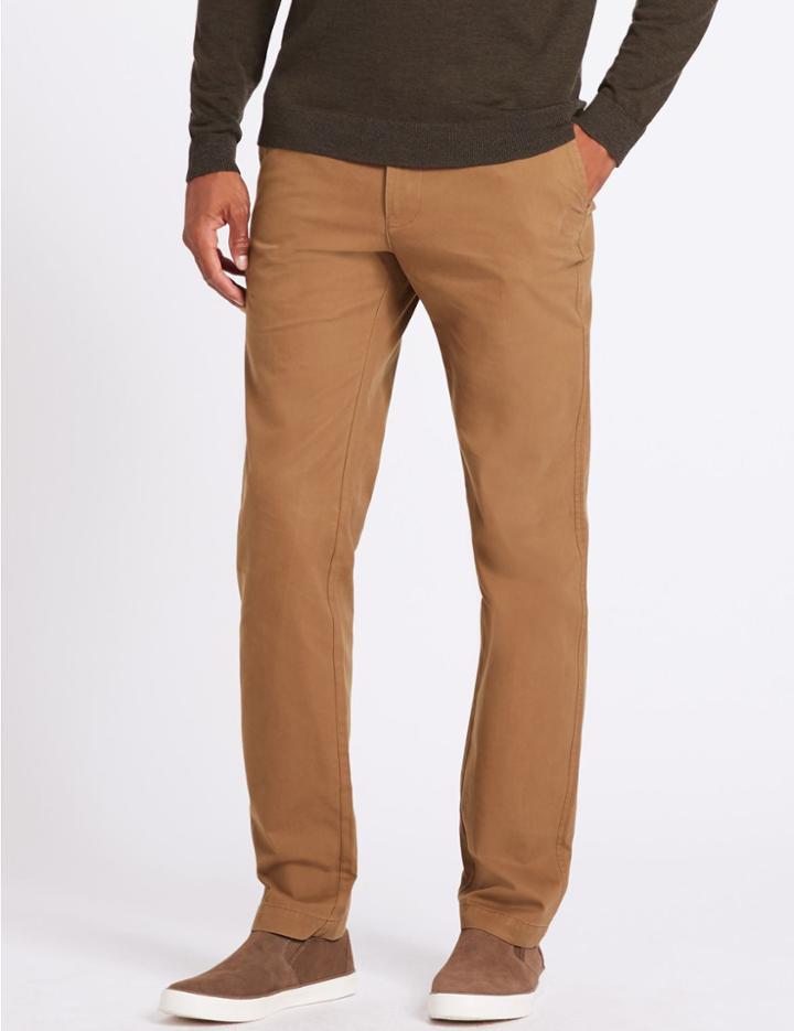 Marks & Spencer Slim Fit Pure Cotton Chinos Dark Stone