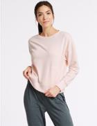 Marks & Spencer Cotton Rich Marl Long Sleeve Sweatshirt Light Rose