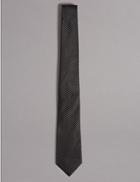 Marks & Spencer Pure Silk Striped Tie Black